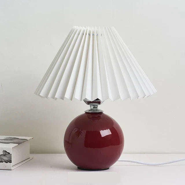 Vintage stil plisserad bordslampa för sovrum och vardagsrum bild 5