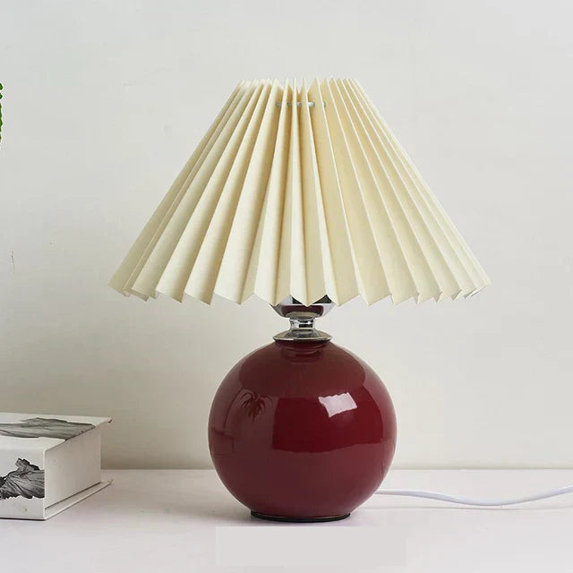 Vintage stil plisserad bordslampa för sovrum och vardagsrum bild 1