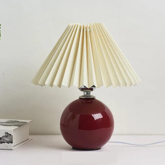 Vintage stil plisserad bordslampa för sovrum och vardagsrum bild 1