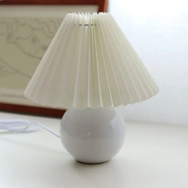 Vintage stil plisserad bordslampa för sovrum och vardagsrum bild 10