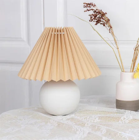 Vintage stil plisserad bordslampa för sovrum och vardagsrum bild 12