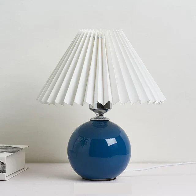 Vintage stil plisserad bordslampa för sovrum och vardagsrum bild 3