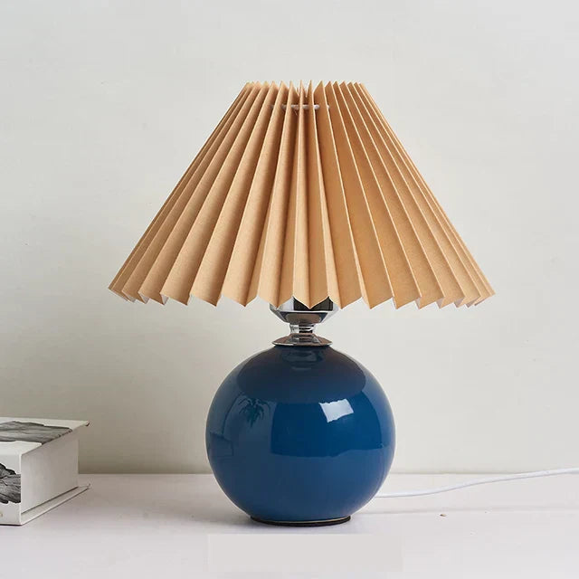 Vintage stil plisserad bordslampa för sovrum och vardagsrum bild 2