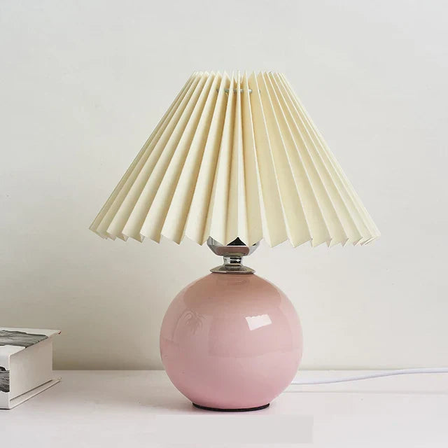 Vintage stil plisserad bordslampa för sovrum och vardagsrum bild 11