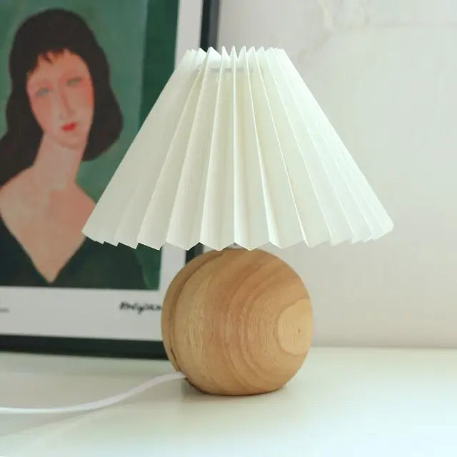 Vintage stil plisserad bordslampa för sovrum och vardagsrum bild 4