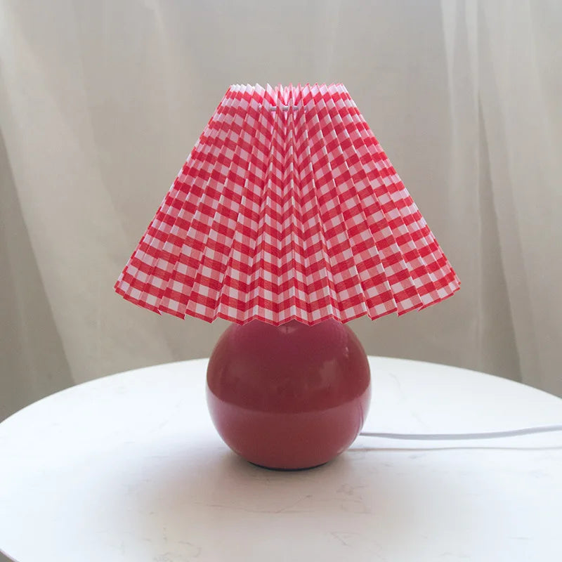 Vintage stil plisserad bordslampa för sovrum och vardagsrum bild 16