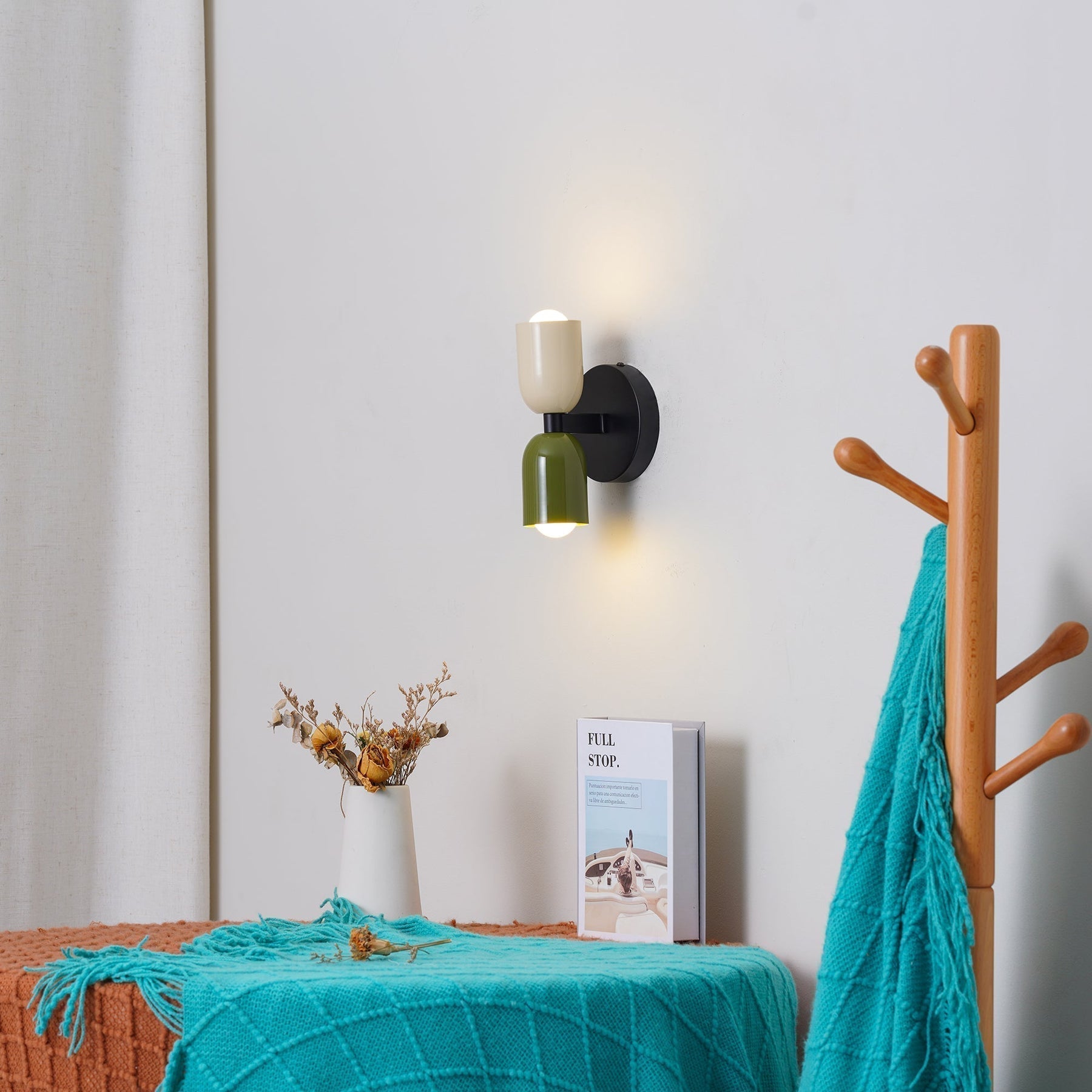 Modern nordisk dubbel vävägglampa bild 8