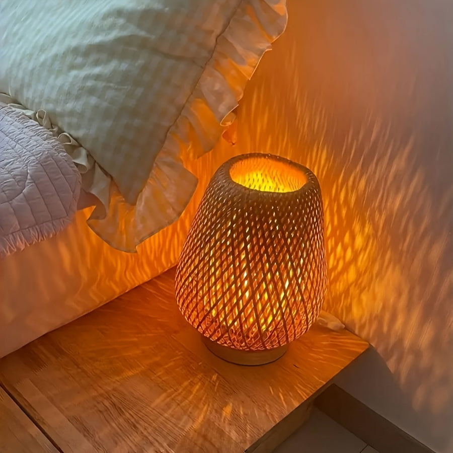 Närbild av bohemisk stil LED sänglampa