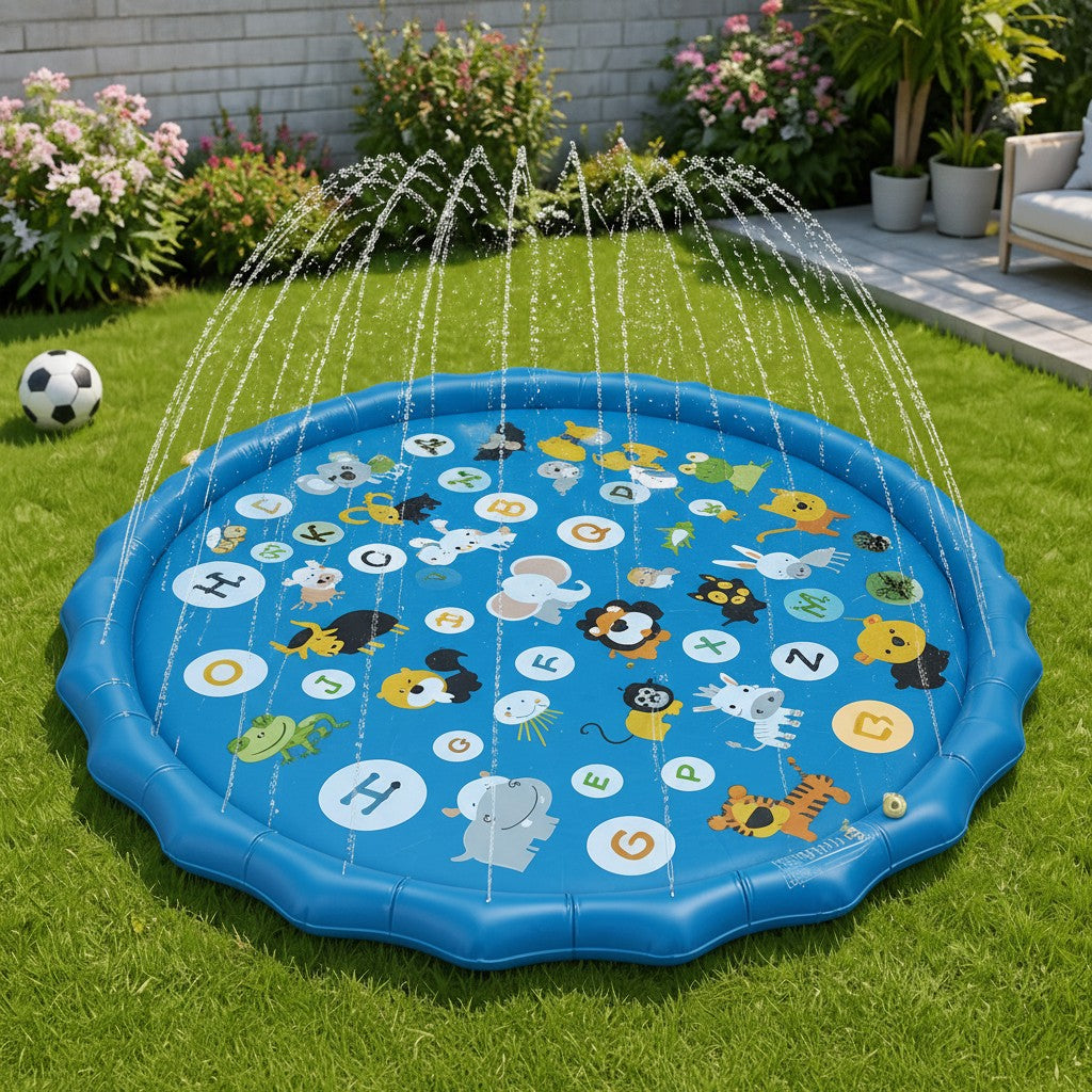 Uppblåsbar splash pad 170cm - sprinkler på gräsmattan
