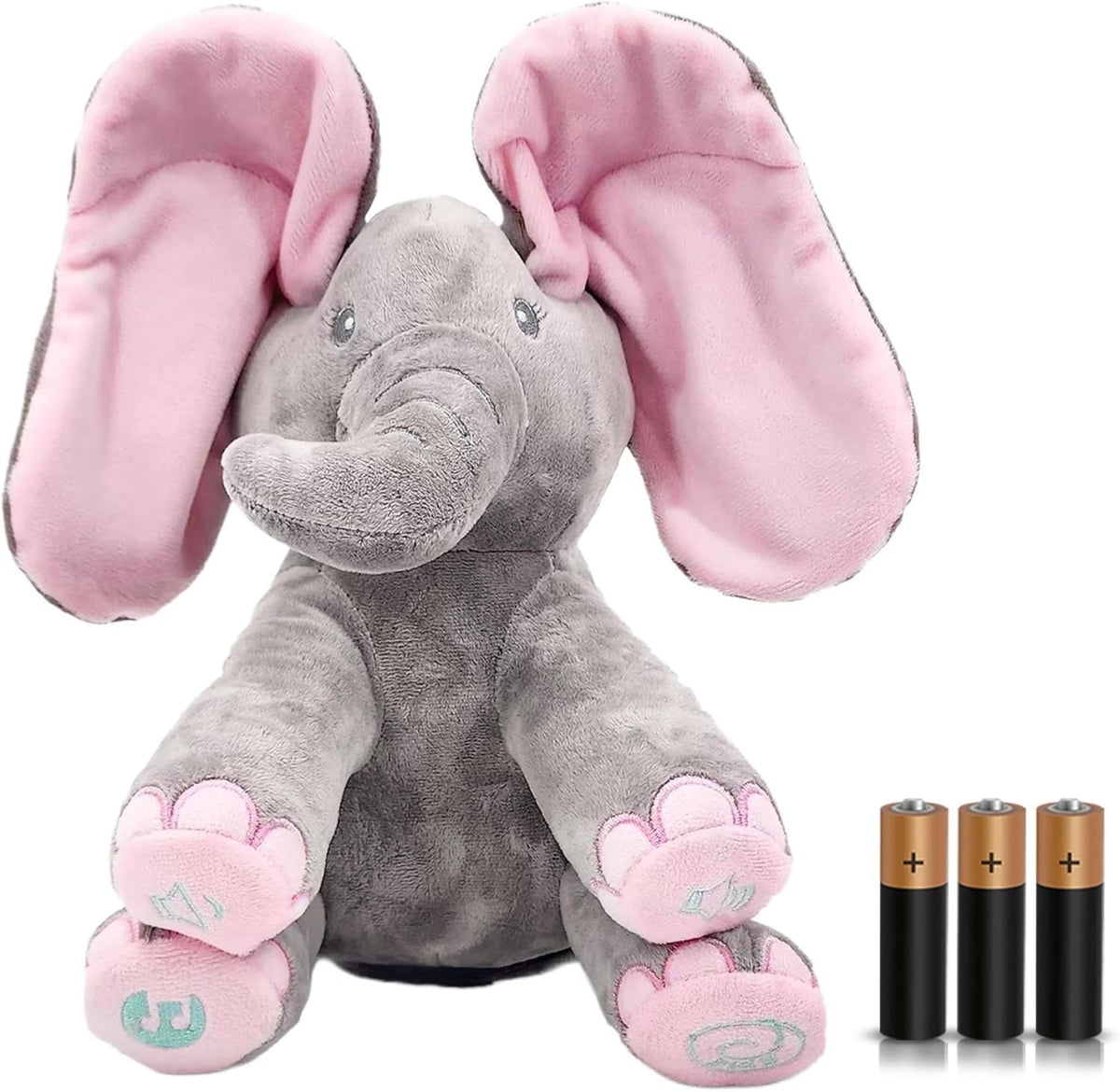 Interaktiv sjungande elefant rosa med batterier