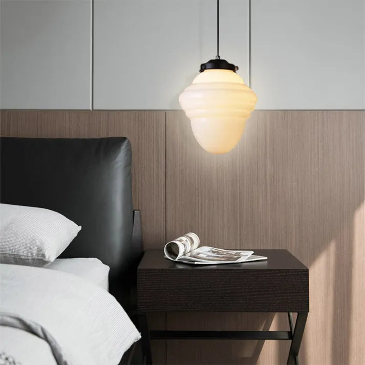 Mid Century Art Deco pendellampa med geometrisk skärm bild 5
