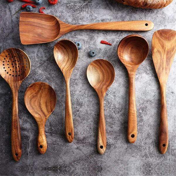 Trä 7 Pieces matlagning Utensils bild 1