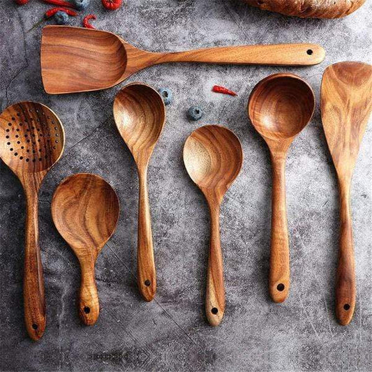 Trä 7 Pieces matlagning Utensils bild 1