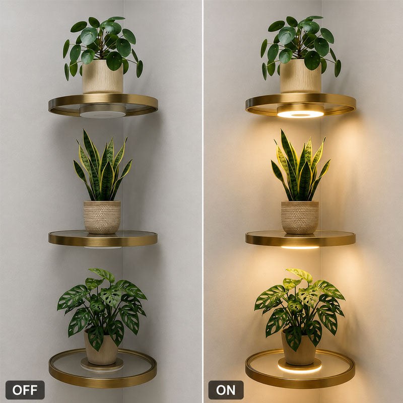 Flytande Hörnhylla med LED-belysning