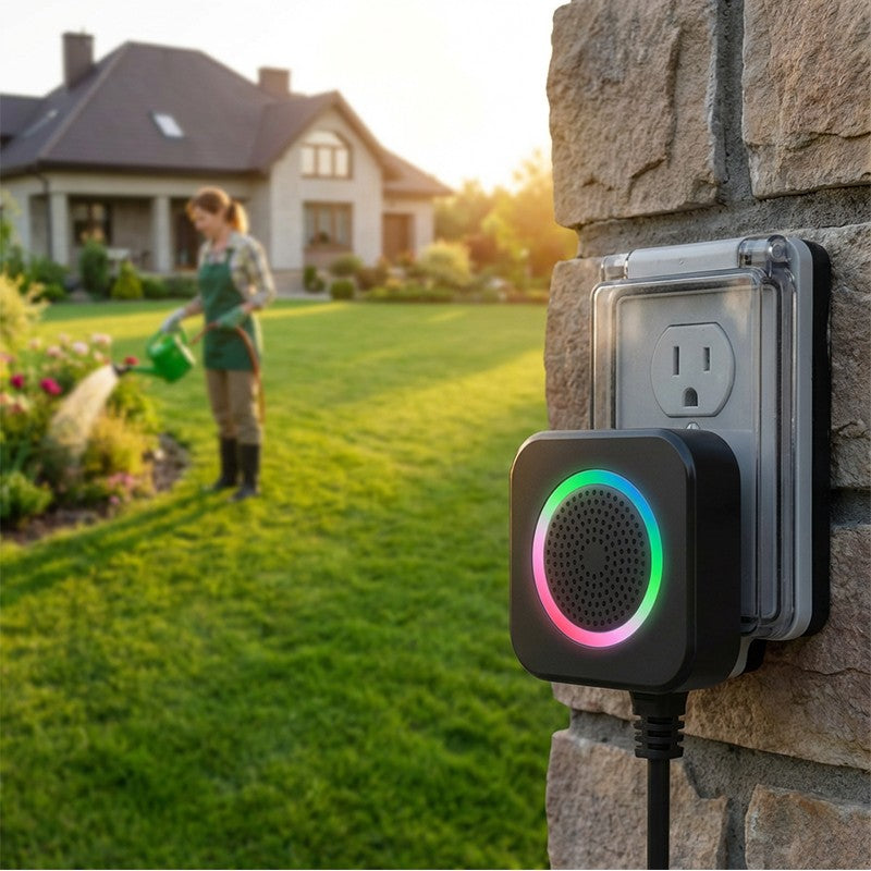 Trådlös dörrklocka med färgglad LED-ring – monterad utomhus
