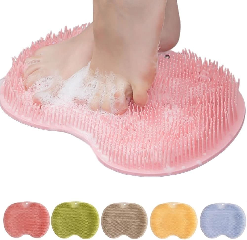Rosa silikonfotscrubber med sugkoppar