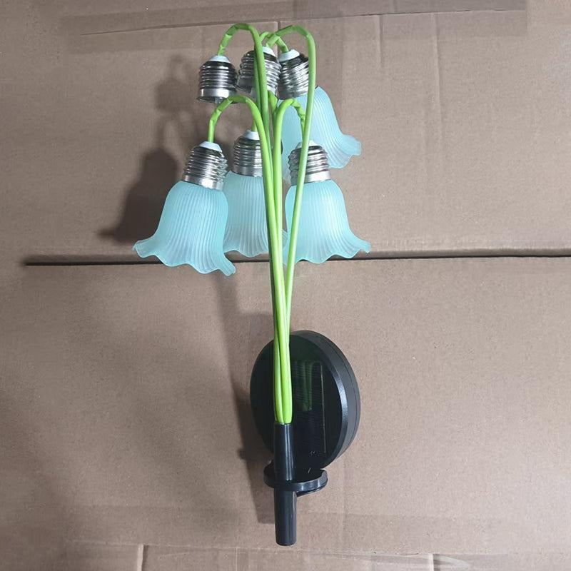 Blå blomlampa med solcell, dekorativt trädgårdsljus