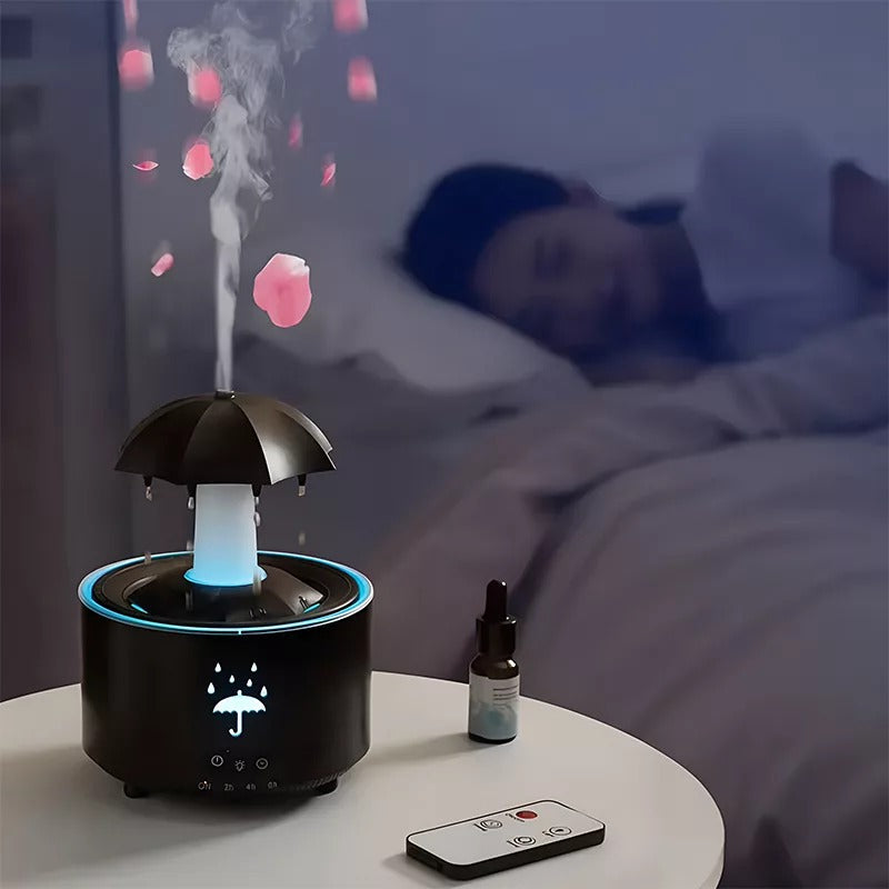 Svart aroma diffusor i sovrumsmiljö