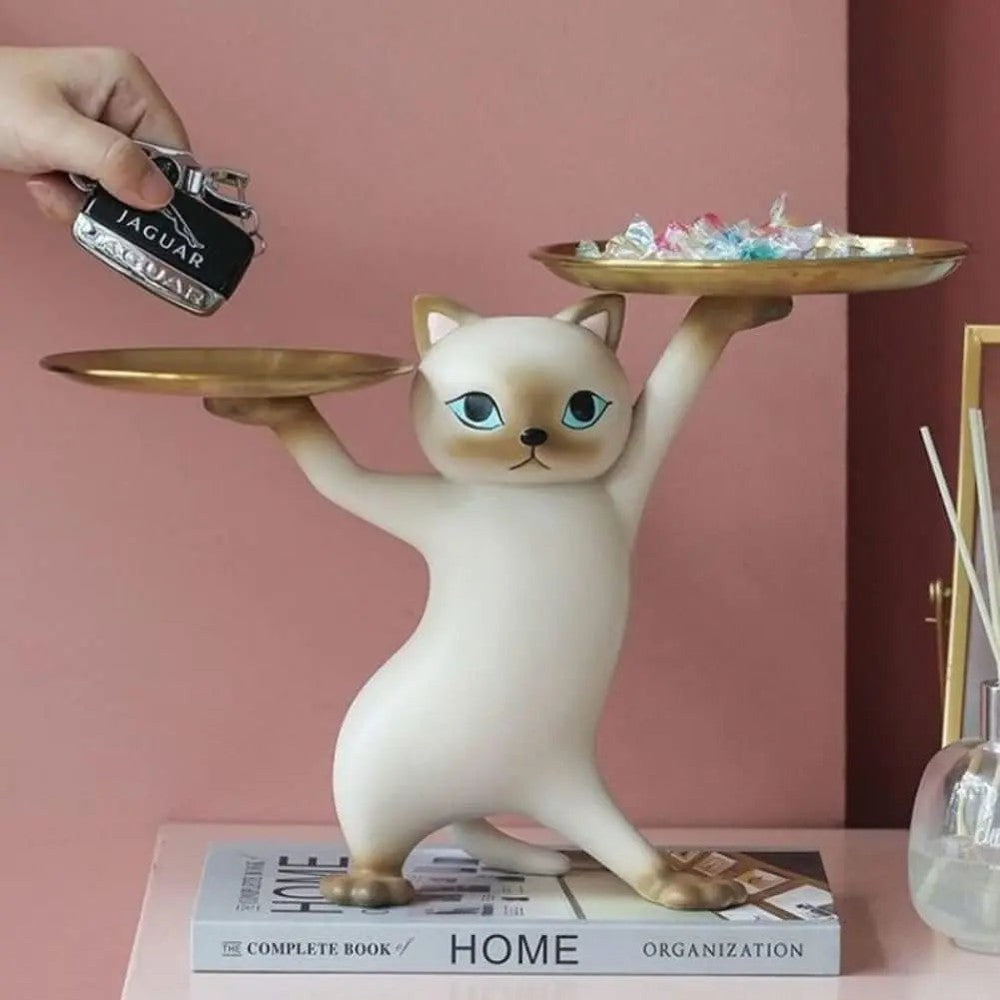 Grå kattfigurin som nyckelförvaring
