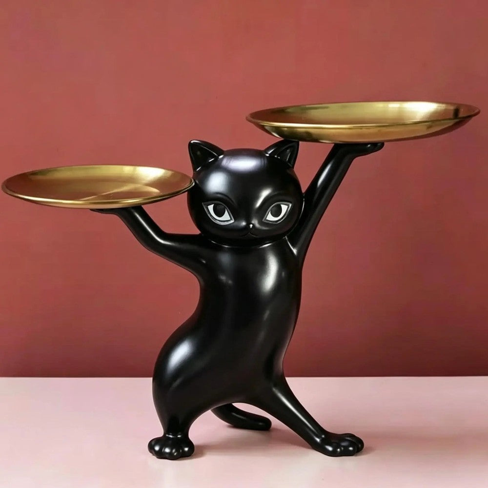 Svart kattfigurin dekorativ skulptur