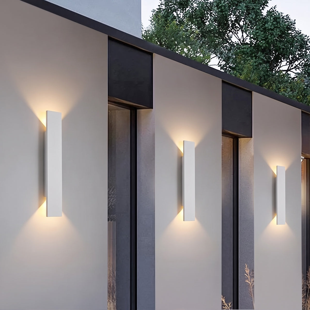 Minimalistisk modern LED-vägglampa för utomhus i färgen vit