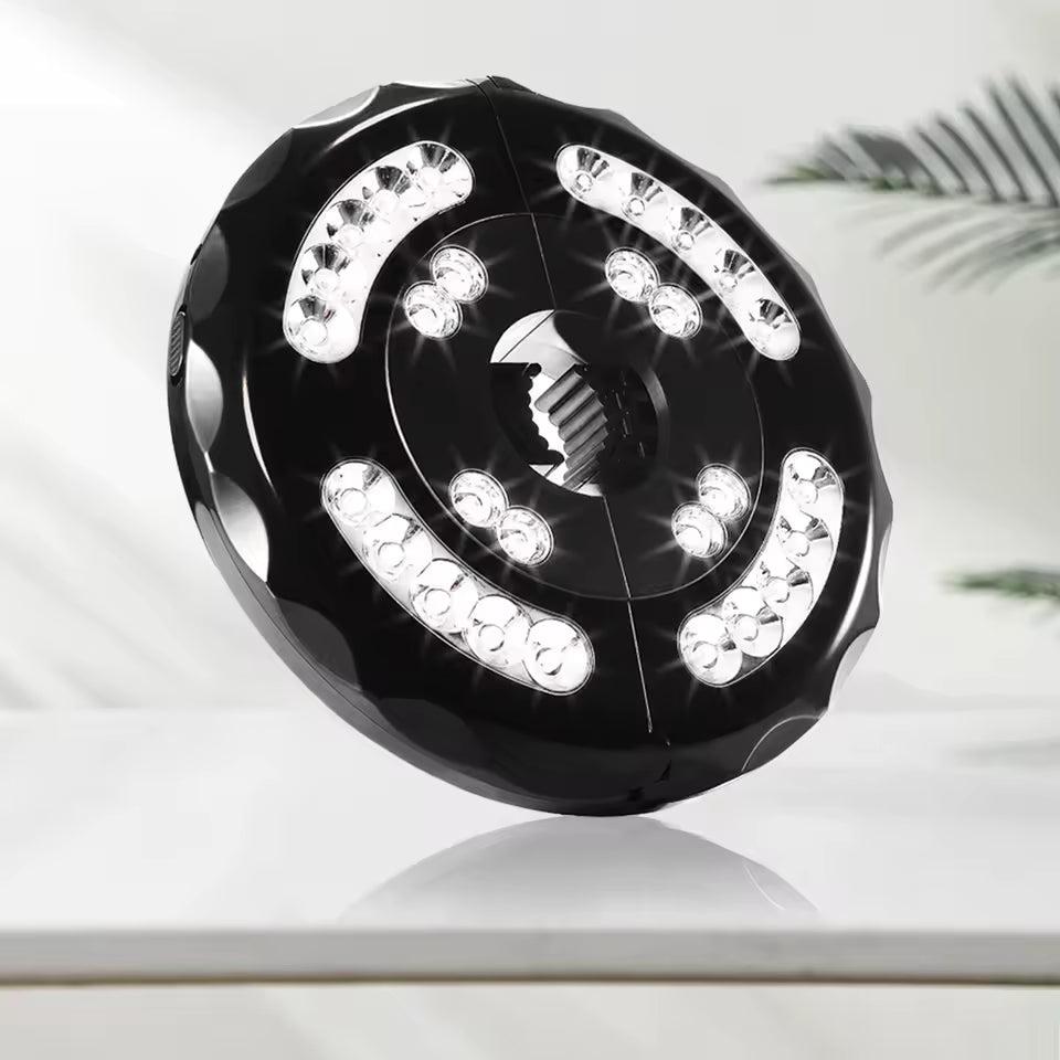 Svart parasollampa med 28 vita LED-lampor