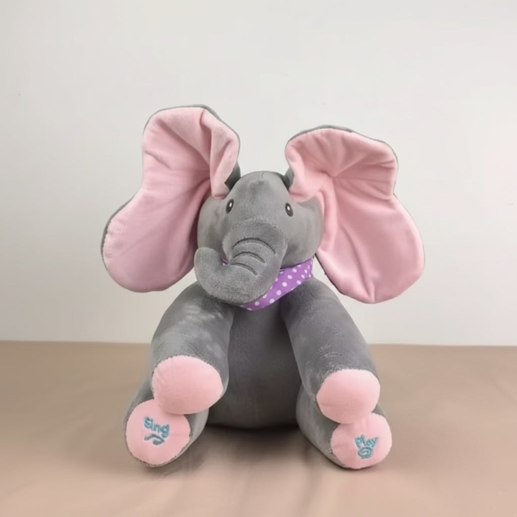 Peek-a-boo elefant gosedjur i rosa – interaktiv babyleksak