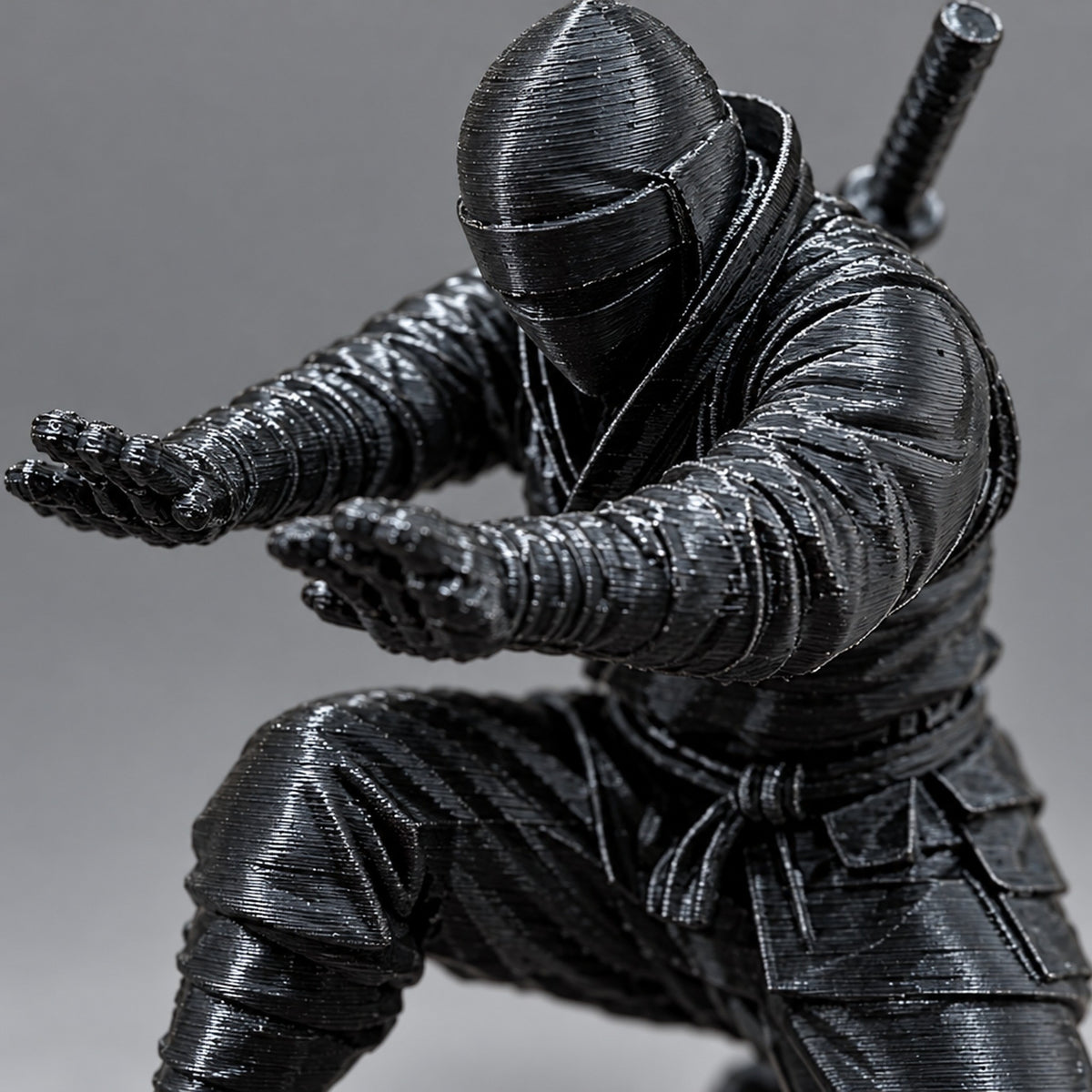Närbild på strukturerad 3D-printad rustning