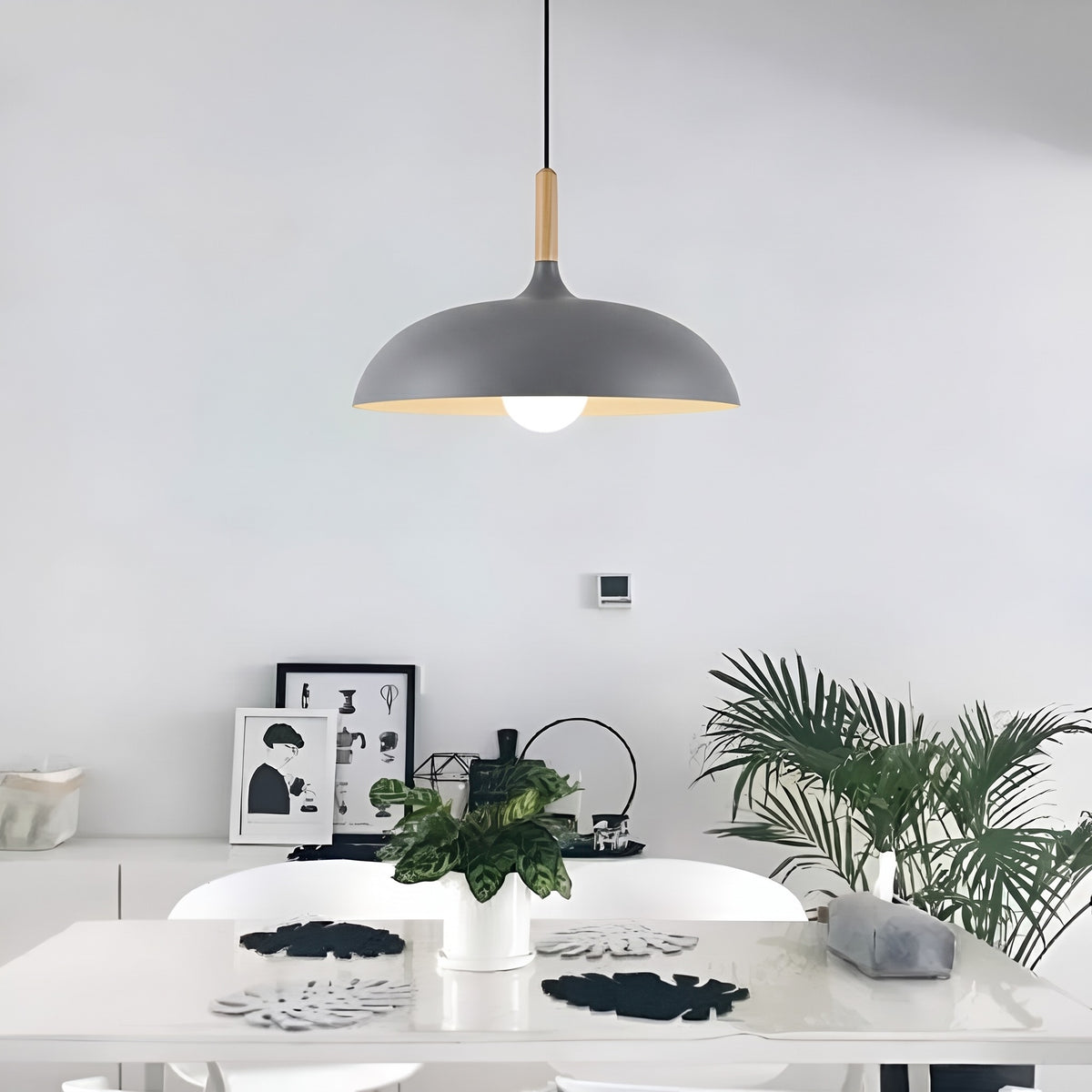 Skandinavisk modern LED-pendellampa i färgen grå