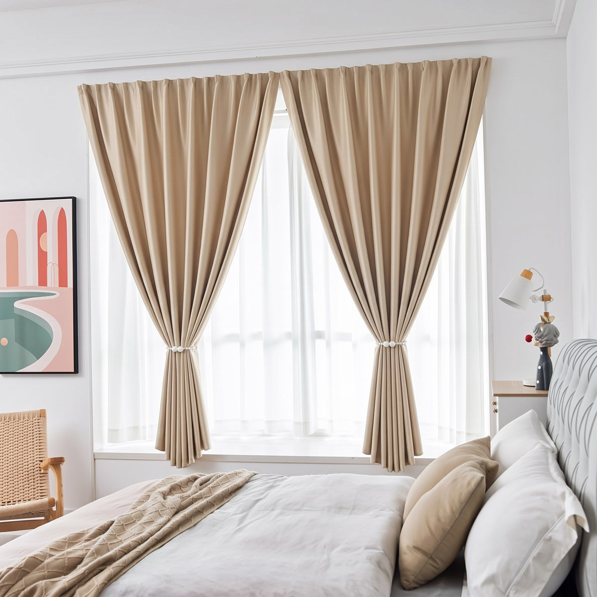 Självhäftande Mörkläggningsgardin i färgen beige
