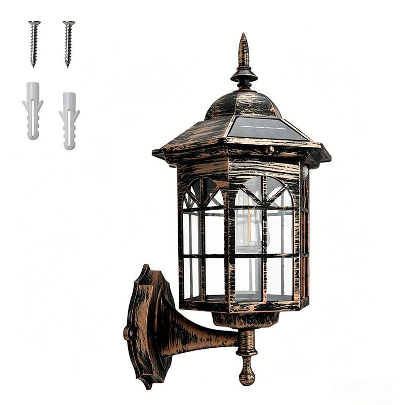 Solcellsdriven vägglampa Brons Roman modell, studio